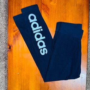 ADIDAS Leggings Navy Blue Cotton Logo Full Length Size Small